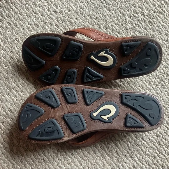 Olukai Brown Flip Flop Leather Sandals size 13 - Picture 2 of 3